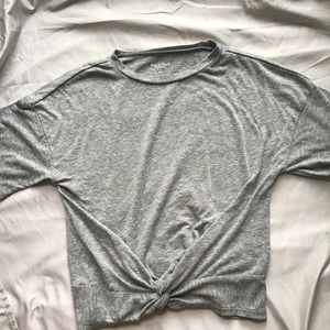 gray mock neck top